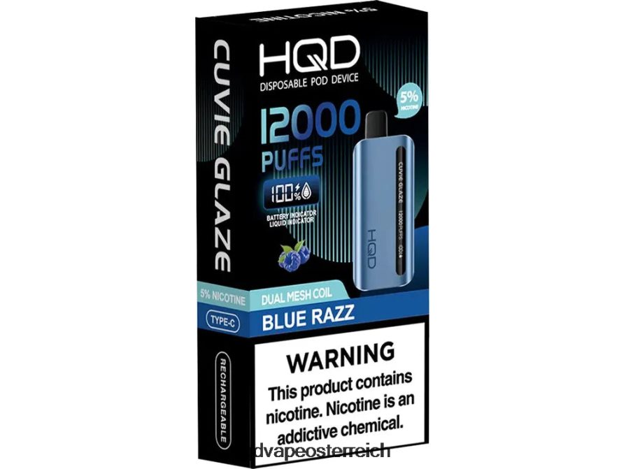 HQD CUVIE GLAZE Einweg-Vaporizer 12000 Blauer Razz H2060F137 - HQD Flavors Vape