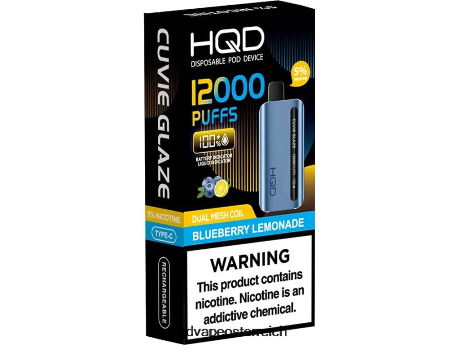 HQD CUVIE GLAZE Einweg-Vaporizer 12000 Heidelbeer-Limonade H2060F142 - HQD Austria