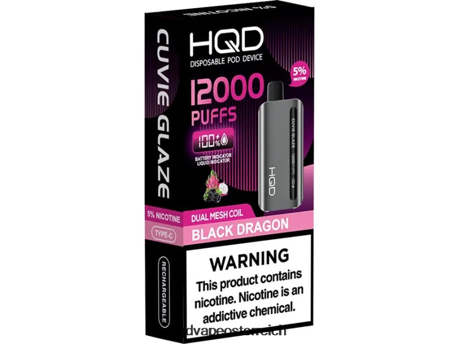 HQD CUVIE GLAZE Einweg-Vaporizer 12000 schwarzer Drache H2060F132 - HQD Austria